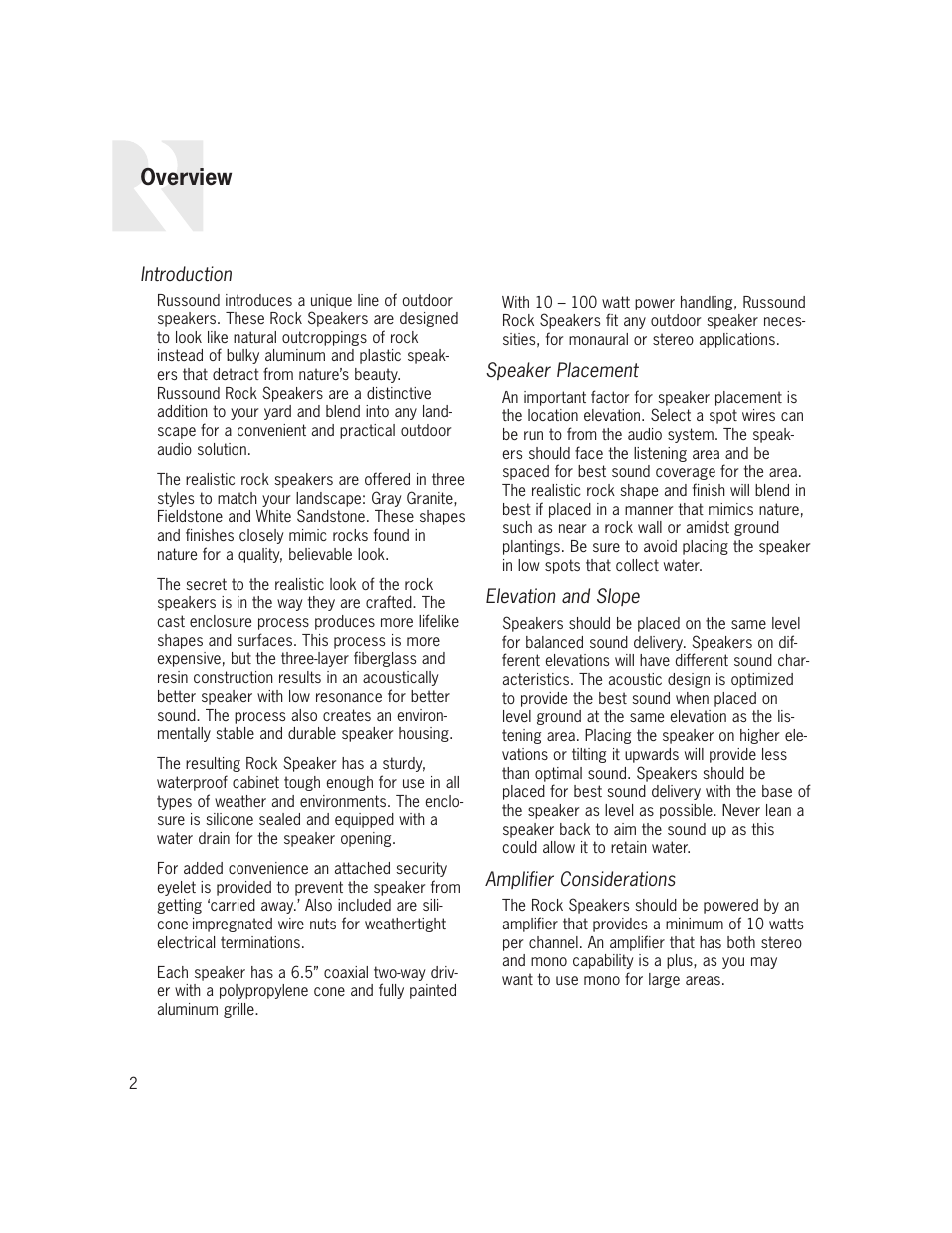Overview | Russound OB-R6G User Manual | Page 2 / 8