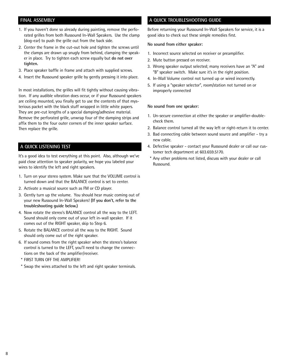 Russound SP622.1 User Manual | Page 8 / 12