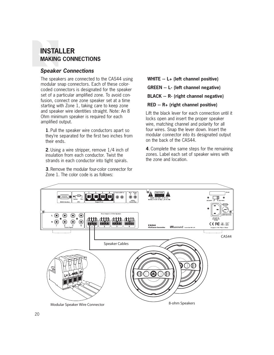 Installer | Russound CAS44 User Manual | Page 20 / 40