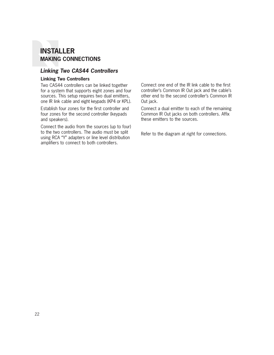 Installer | Russound CAS44 User Manual | Page 22 / 40