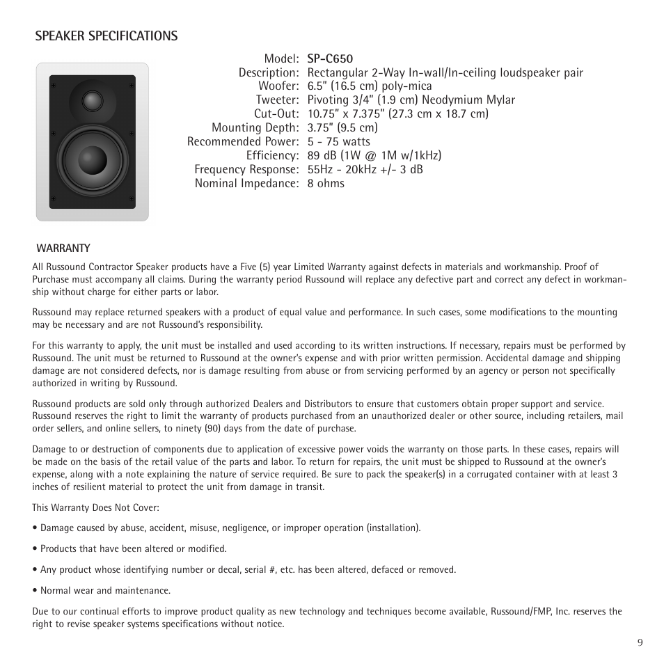 Russound Contractor Series User Manual | Page 9 / 12