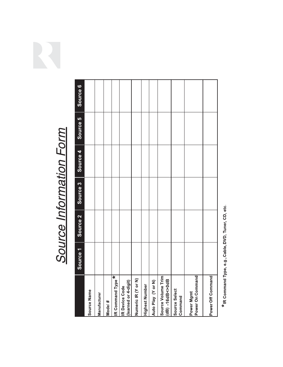 Installer, Setup forms | Russound SIX-SOURCE CONTROLLER CAM6.6 User Manual | Page 106 / 116