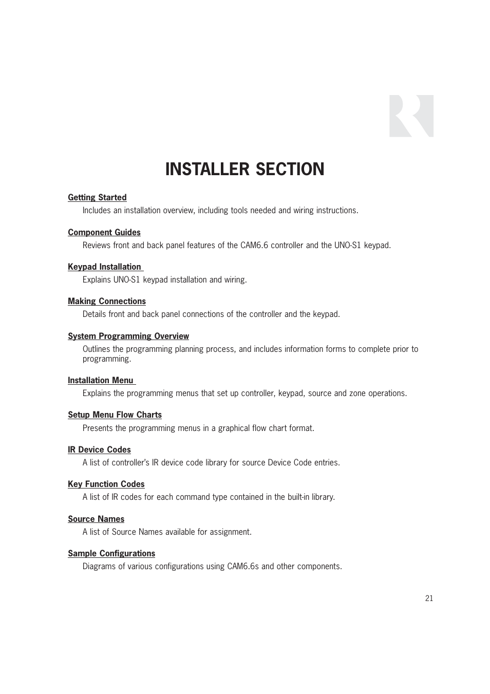 Russound CAM6.6T-S1 User Manual | Page 21 / 112