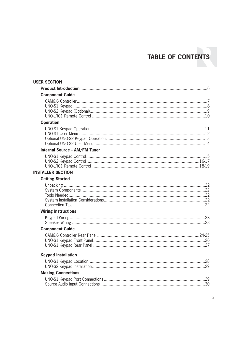 Russound CAM6.6T-S1 User Manual | Page 3 / 112