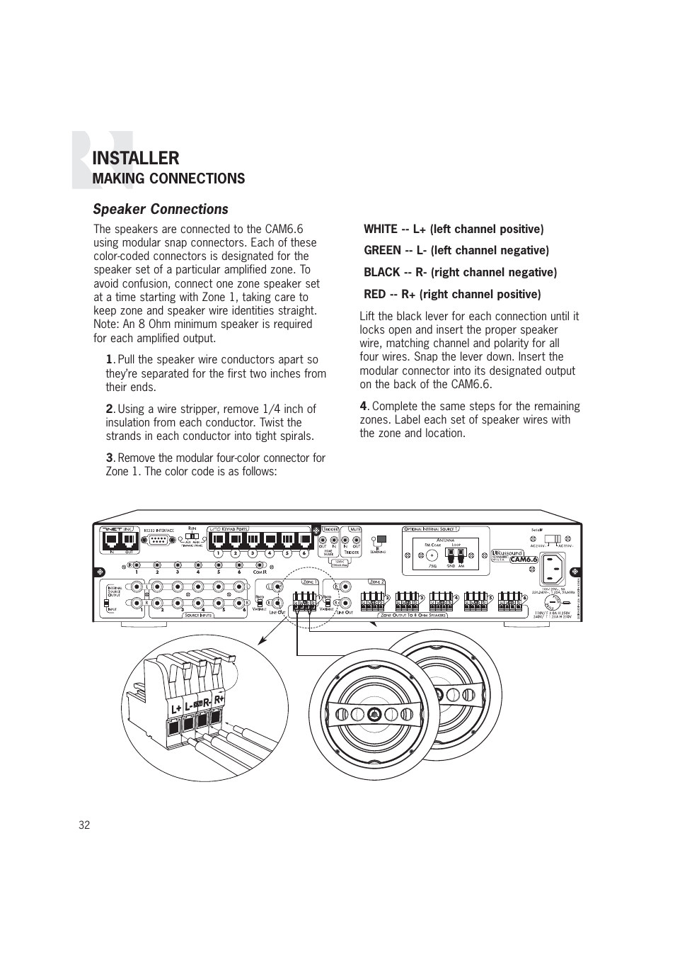 Installer | Russound CAM6.6T-S1 User Manual | Page 32 / 112