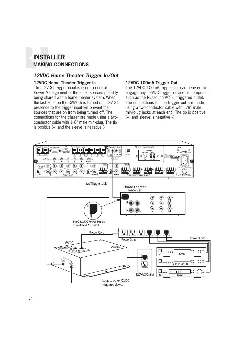 Installer | Russound CAM6.6T-S1 User Manual | Page 34 / 112