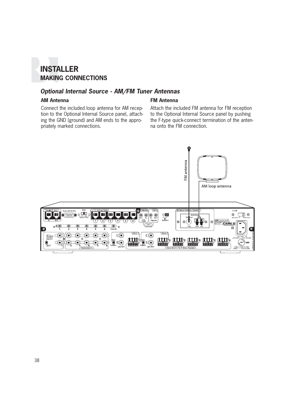 Installer | Russound CAM6.6T-S1 User Manual | Page 38 / 112