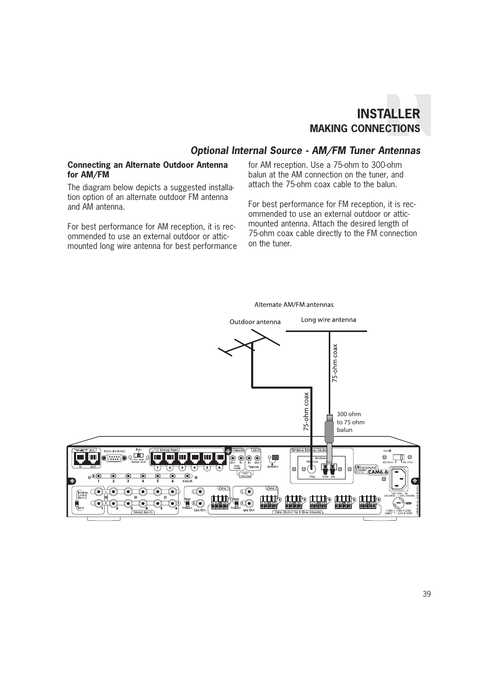 Installer | Russound CAM6.6T-S1 User Manual | Page 39 / 112