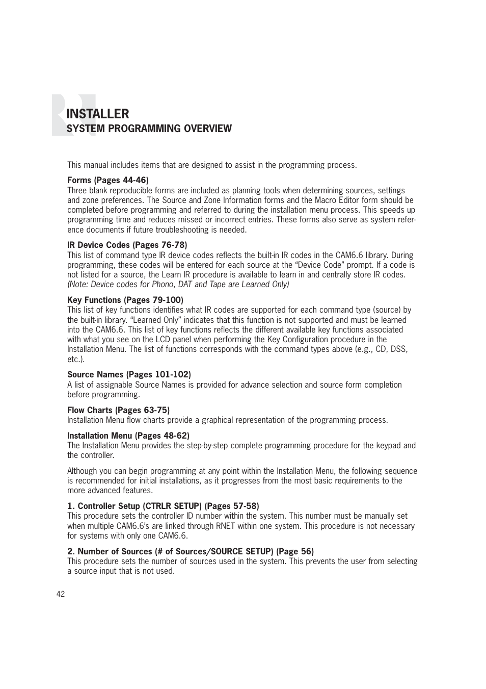 Installer | Russound CAM6.6T-S1 User Manual | Page 42 / 112