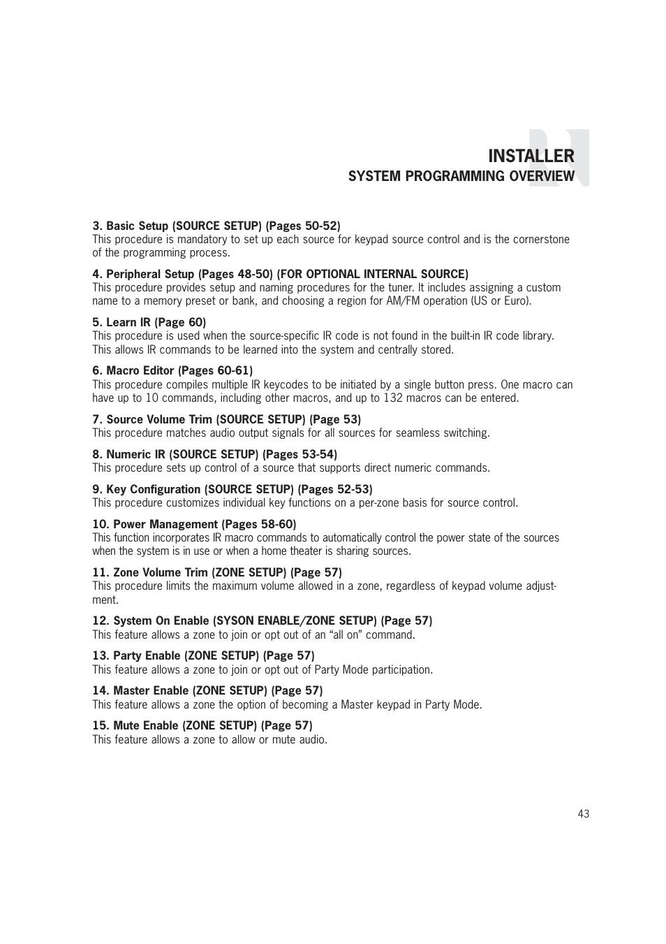 Installer | Russound CAM6.6T-S1 User Manual | Page 43 / 112