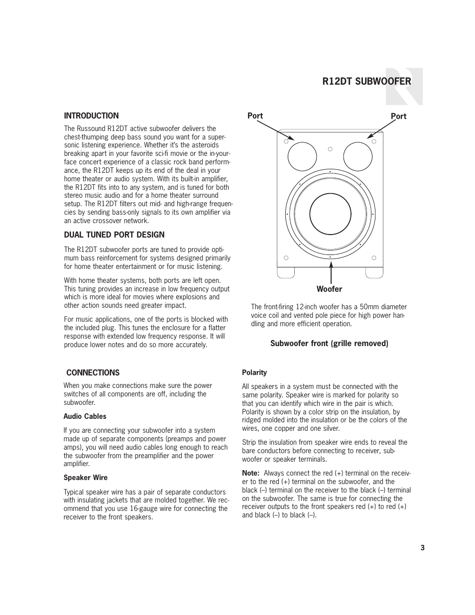 R12dt subwoofer | Russound Complement R12DT User Manual | Page 3 / 8