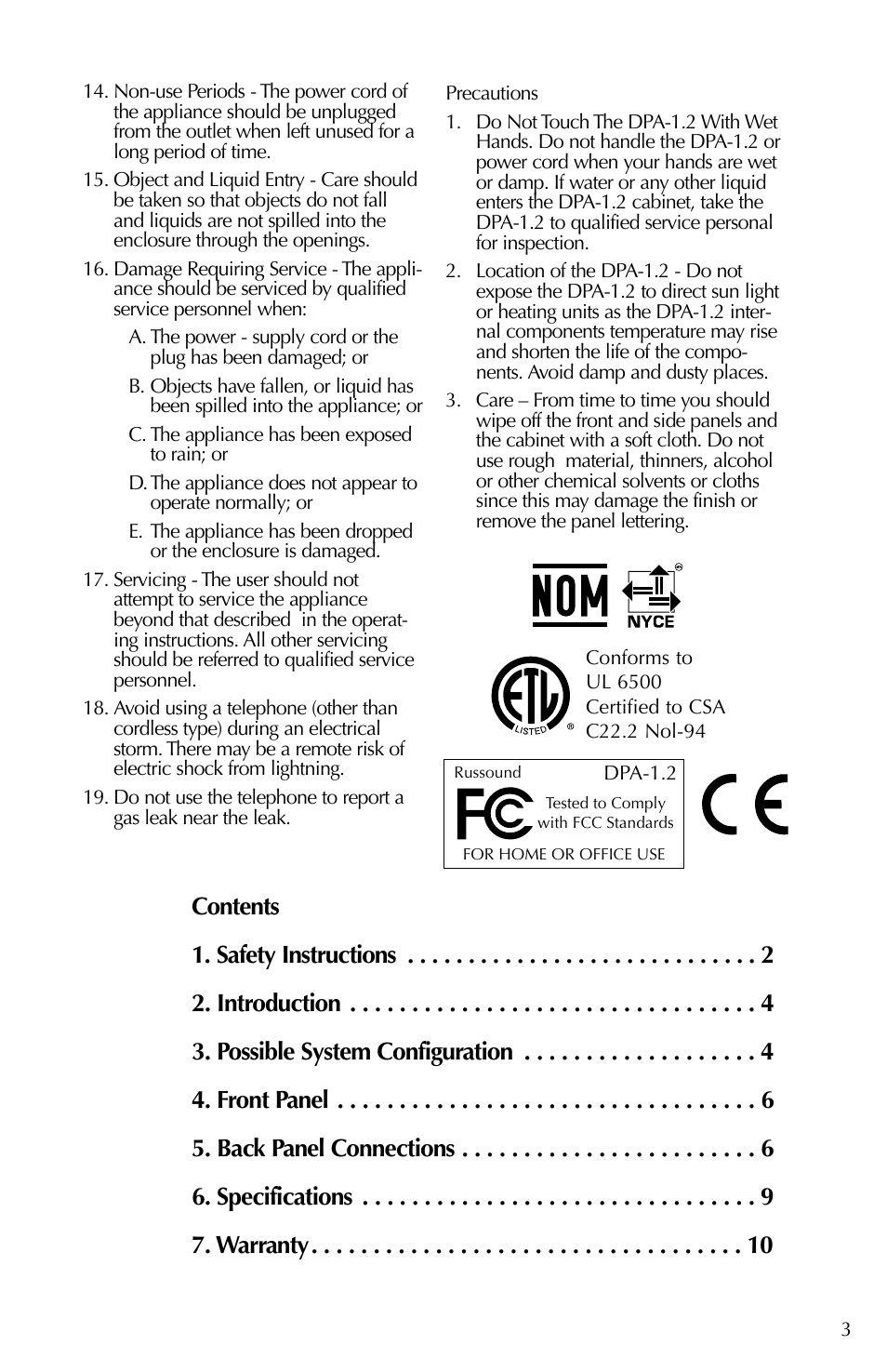 Russound DPA-1.2 User Manual | Page 3 / 12