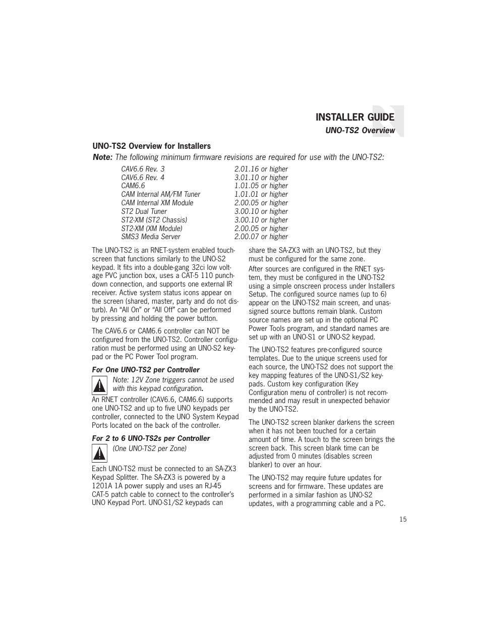 Installer guide | Russound UNO-TS2 User Manual | Page 15 / 28