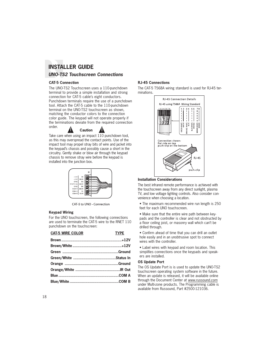 Installer guide | Russound UNO-TS2 User Manual | Page 18 / 28