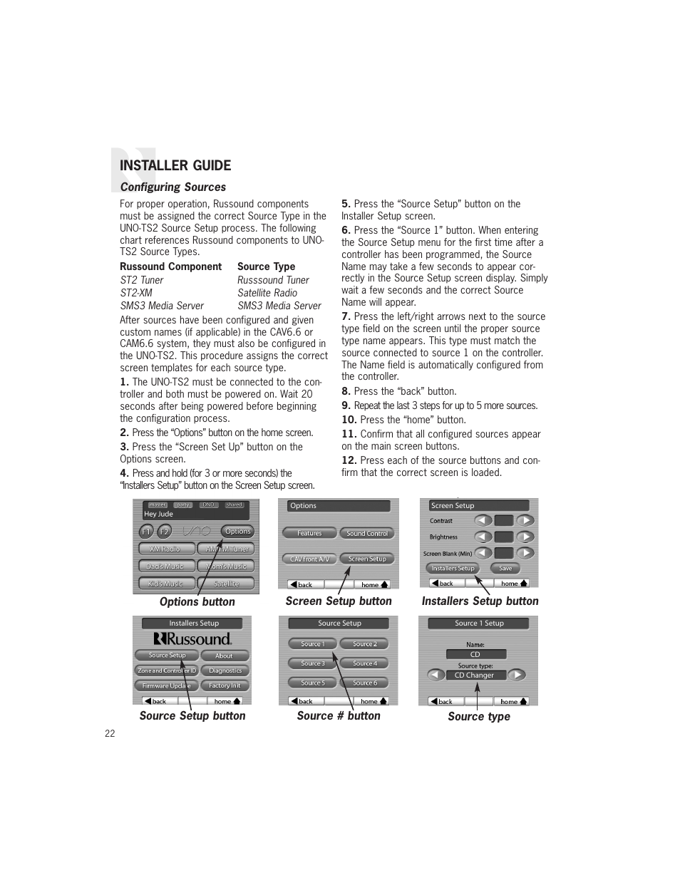 Installer guide | Russound UNO-TS2 User Manual | Page 22 / 28