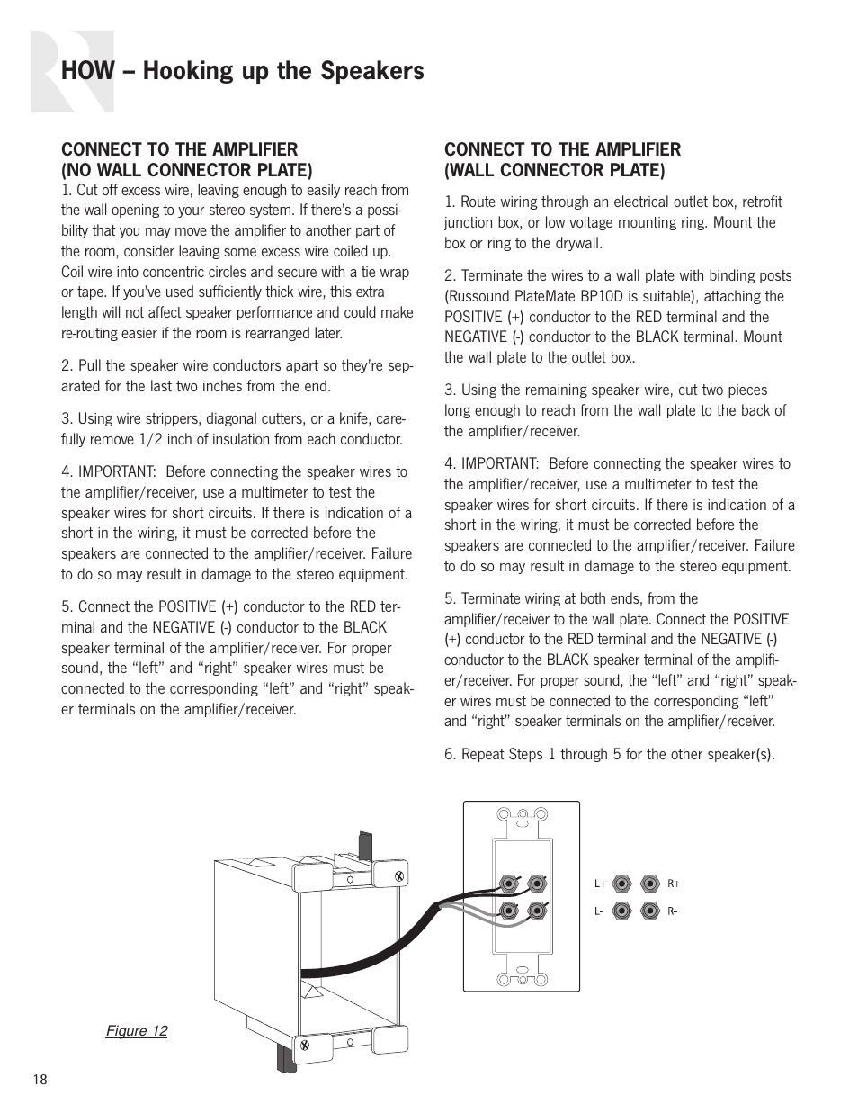 How – hooking up the speakers | Russound Advantage Series User Manual | Page 18 / 24