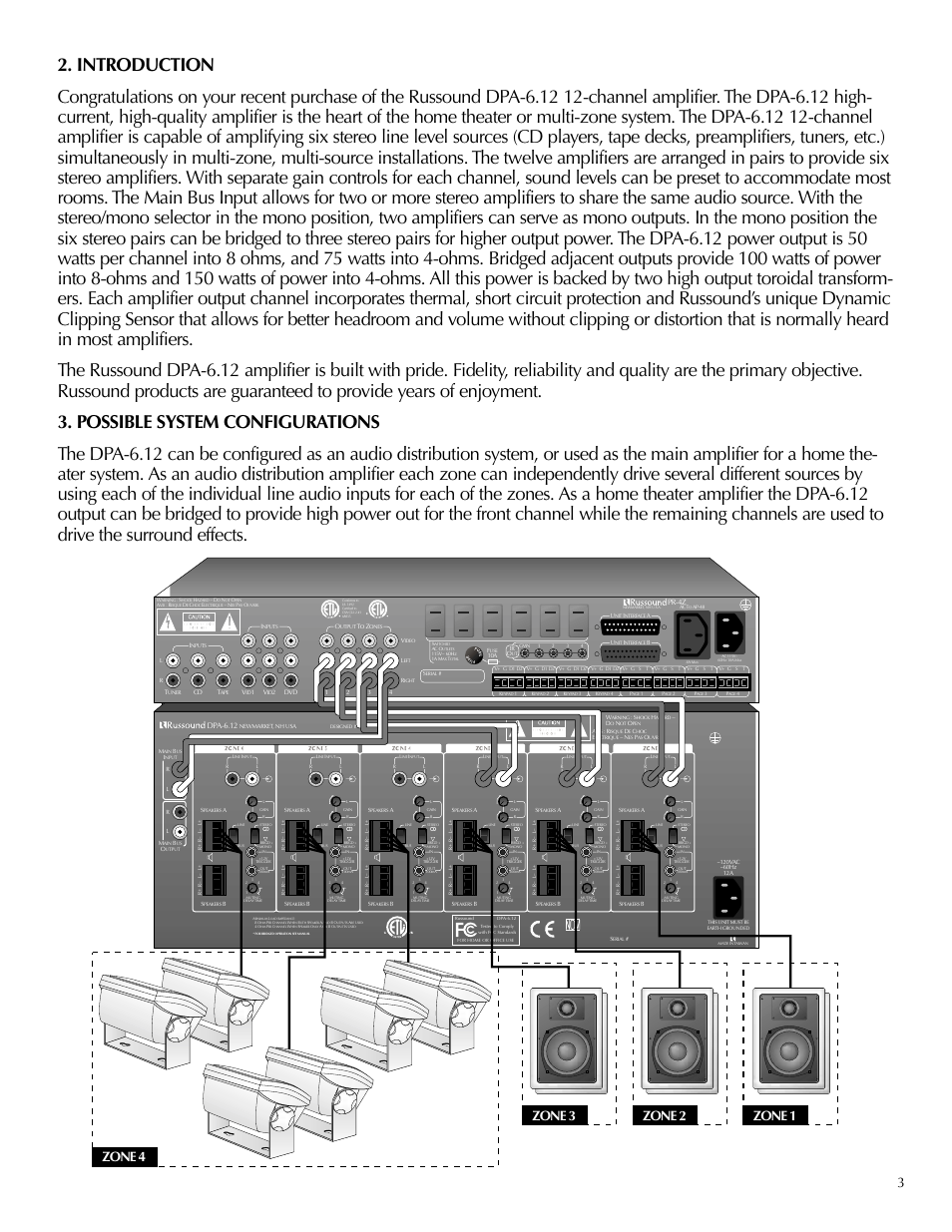 Zone 1 zone 2 zone 3 zone 4 | Russound DPA-6.12 User Manual | Page 3 / 7