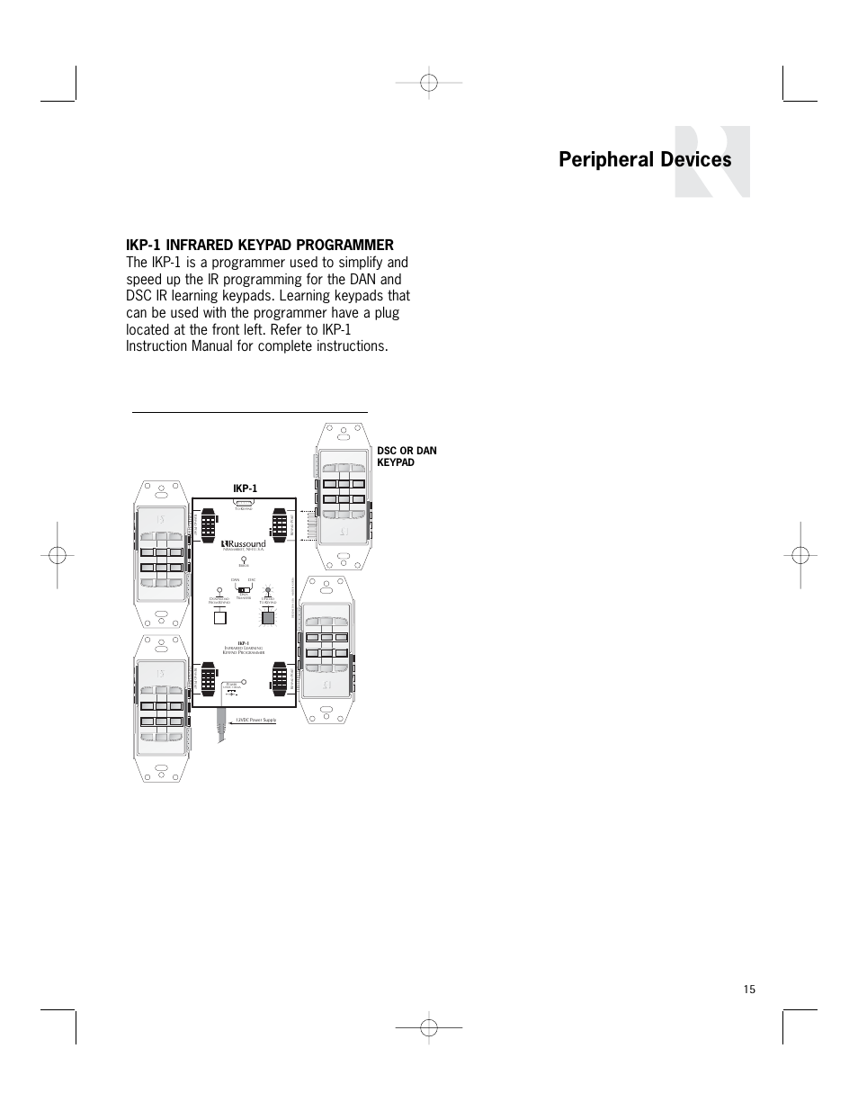 Peripheral devices, Figure 14 – multiple progamming with ikp-1, Ikp-1 dsc or dan keypad | Russound PR-4Zi User Manual | Page 15 / 24