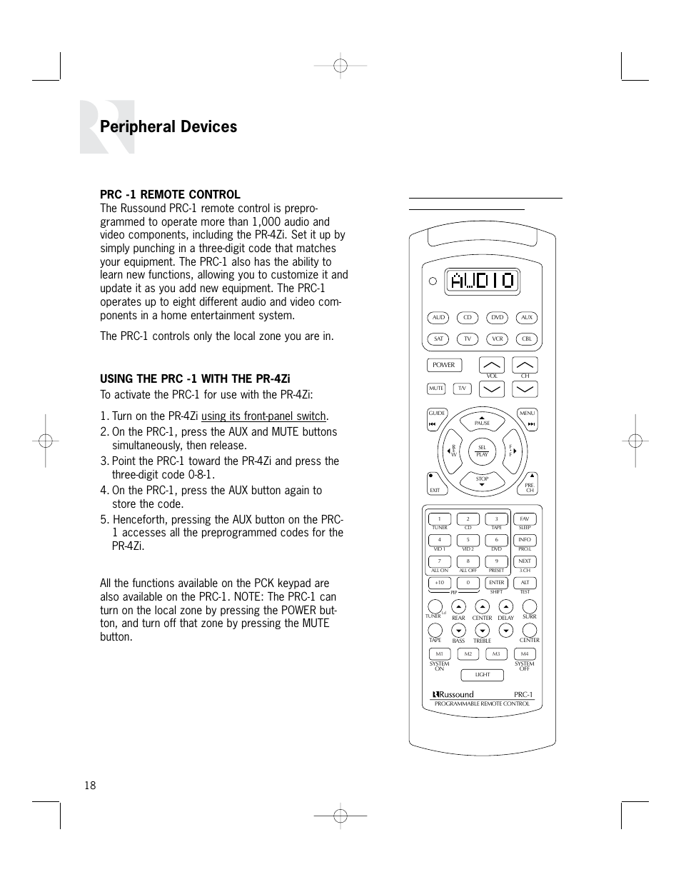 Peripheral devices | Russound PR-4Zi User Manual | Page 18 / 24