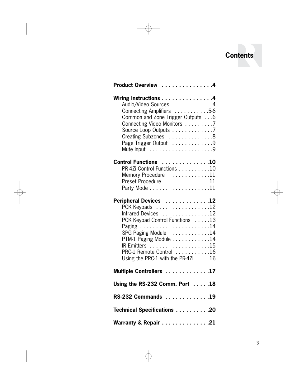 Russound PR-4Zi User Manual | Page 3 / 24