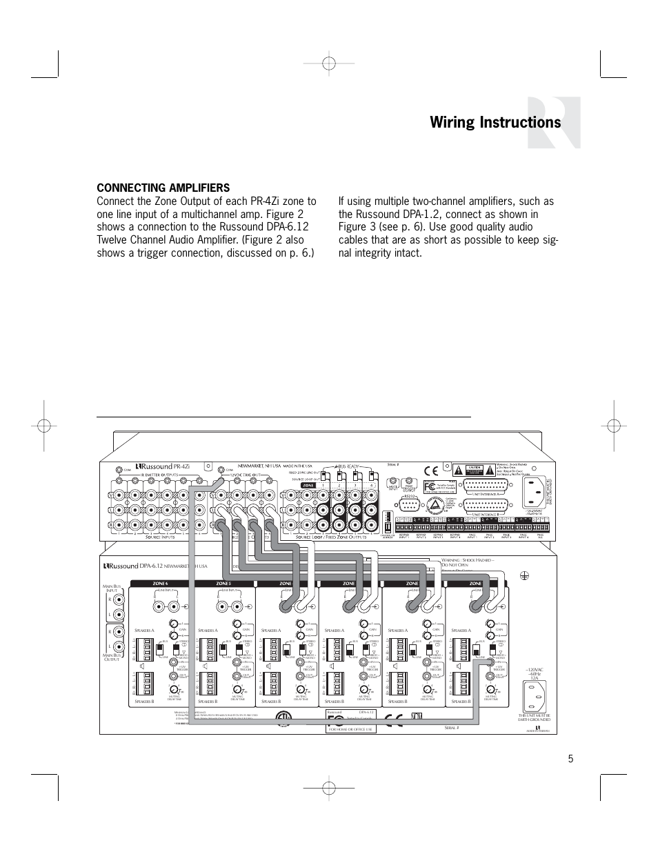 Wiring instructions | Russound PR-4Zi User Manual | Page 5 / 24