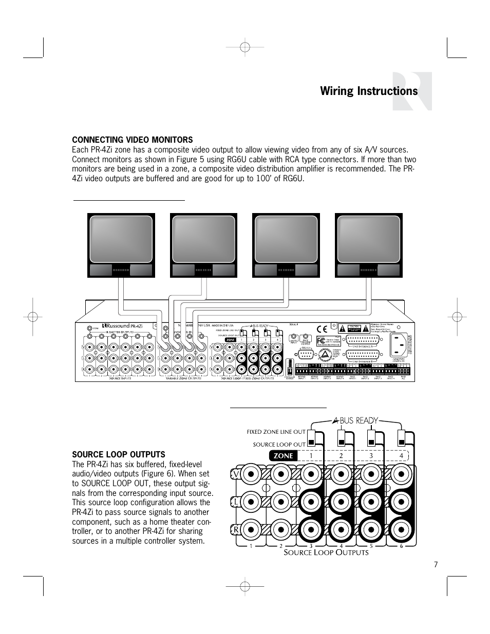 Wiring instructions | Russound PR-4Zi User Manual | Page 7 / 24
