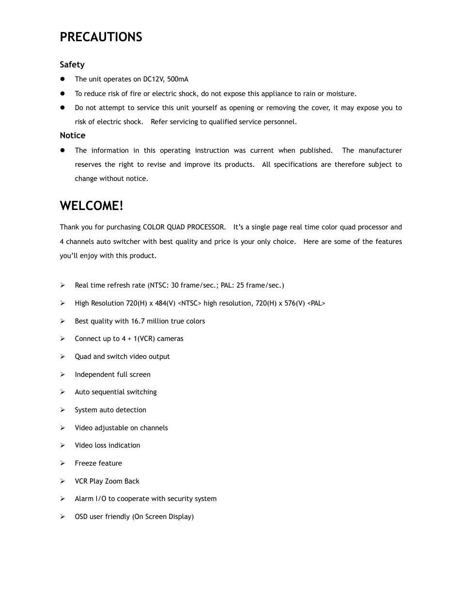 Precautions, Welcome | Rainbow Technologies QPCF User Manual | Page 2 / 8