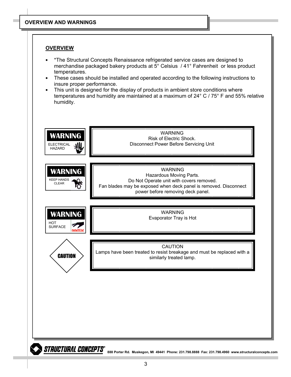 Warning | Renaissance Group RB5C7748RR User Manual | Page 3 / 25