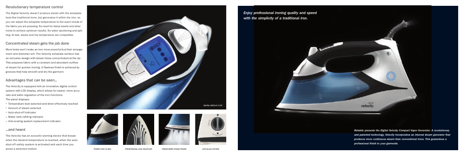 Concentrated steam gets the job done, Advantages that can be seen, And heard | Reliable Digital Velocity Compact Vapor Generator User Manual | Page 2 / 3