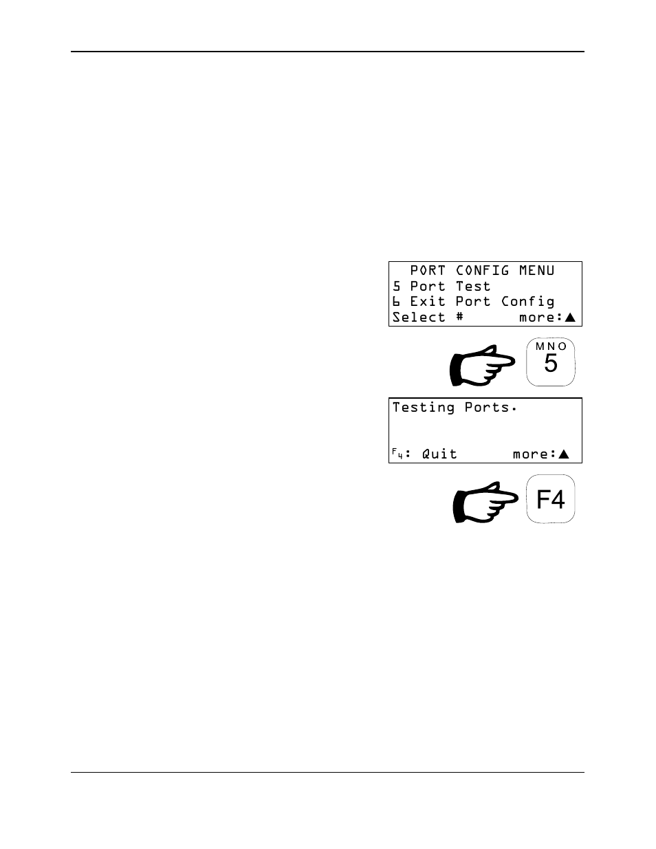 2 to quit, press, Testing ports, Quit more | Reliable Data-Logger DL-04 User Manual | Page 30 / 38