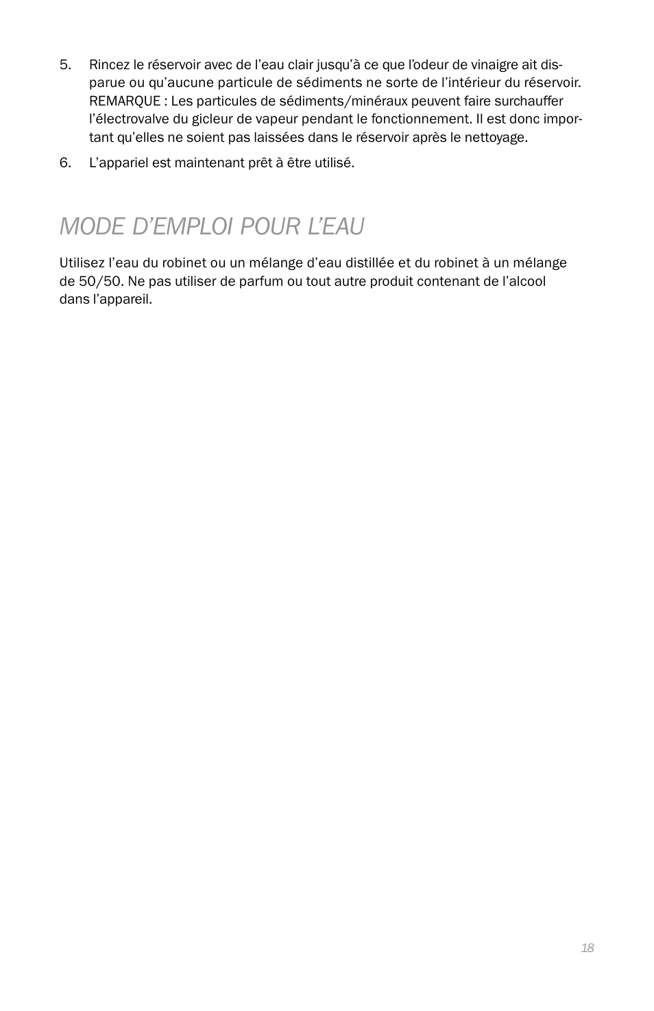 Mode d’emploi pour l’eau | Reliable I500A User Manual | Page 21 / 40