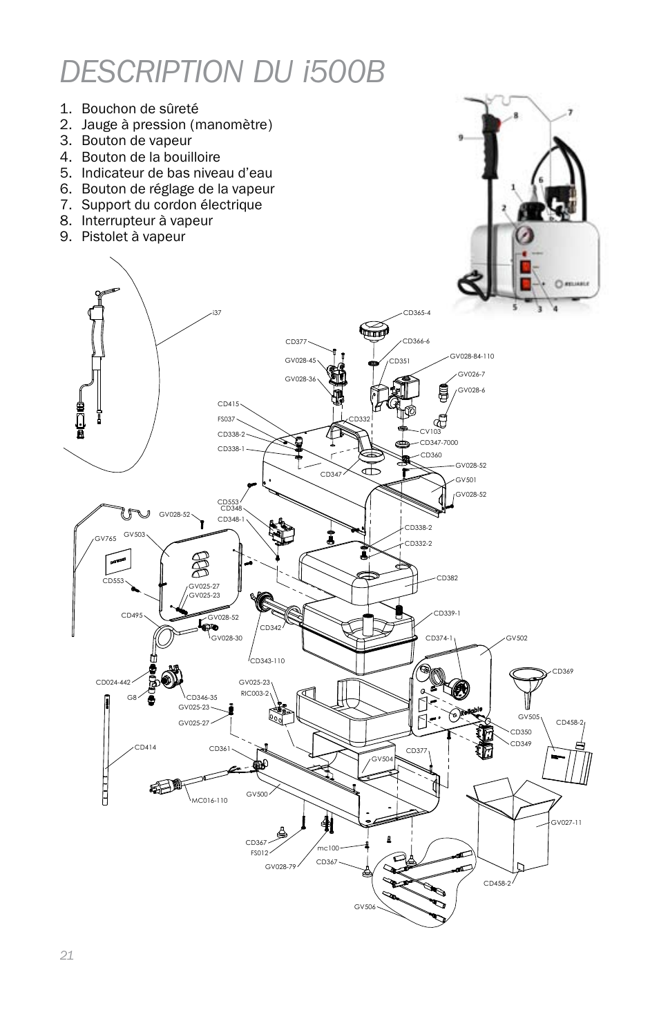 Description du i500b | Reliable I500A User Manual | Page 24 / 40