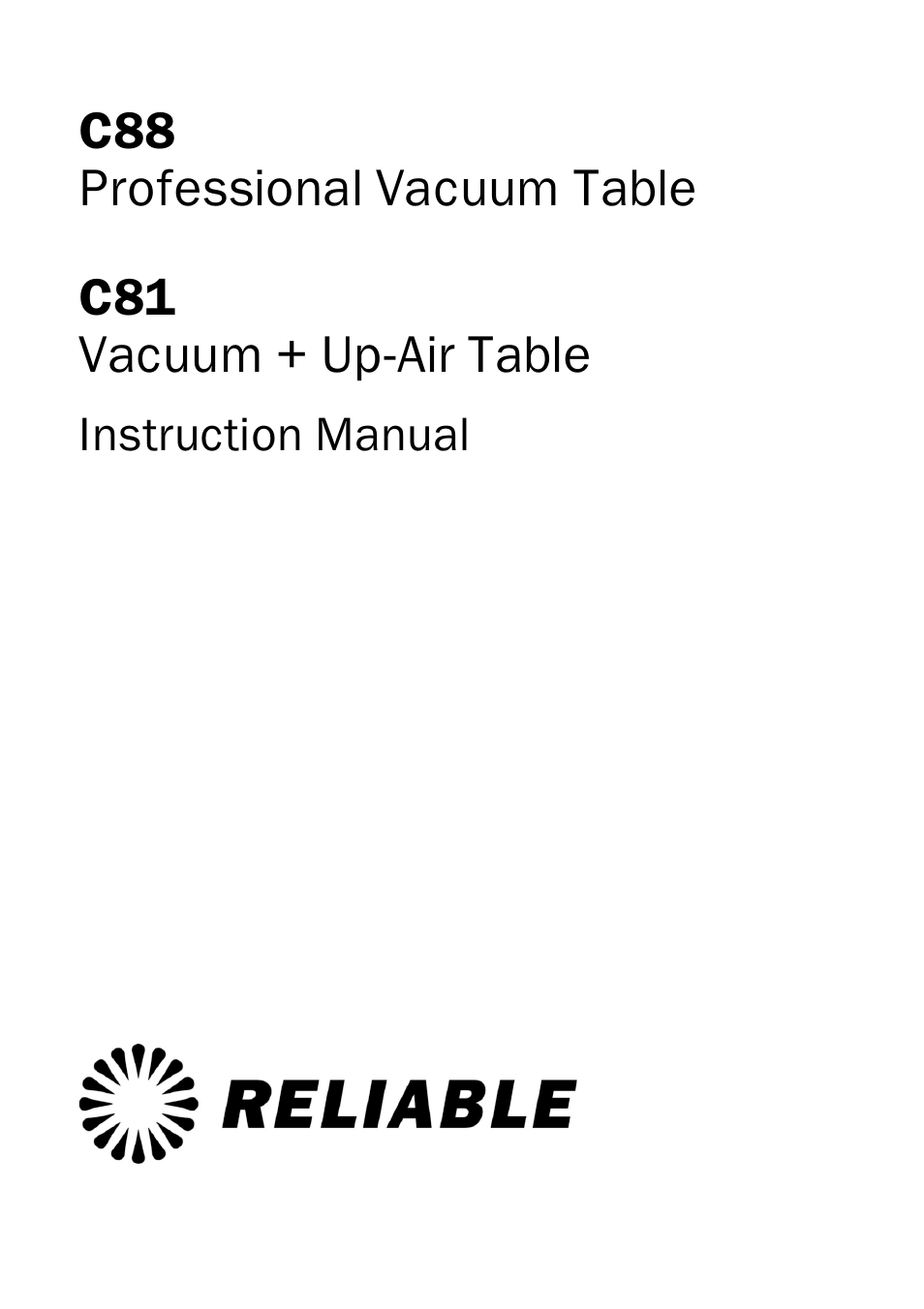 Reliable C88 User Manual | 12 pages