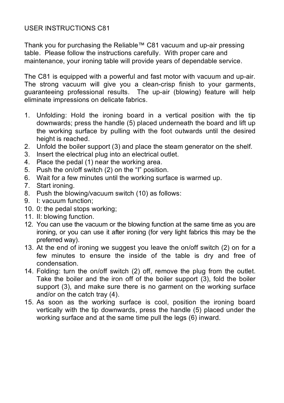 Reliable C88 User Manual | Page 6 / 12