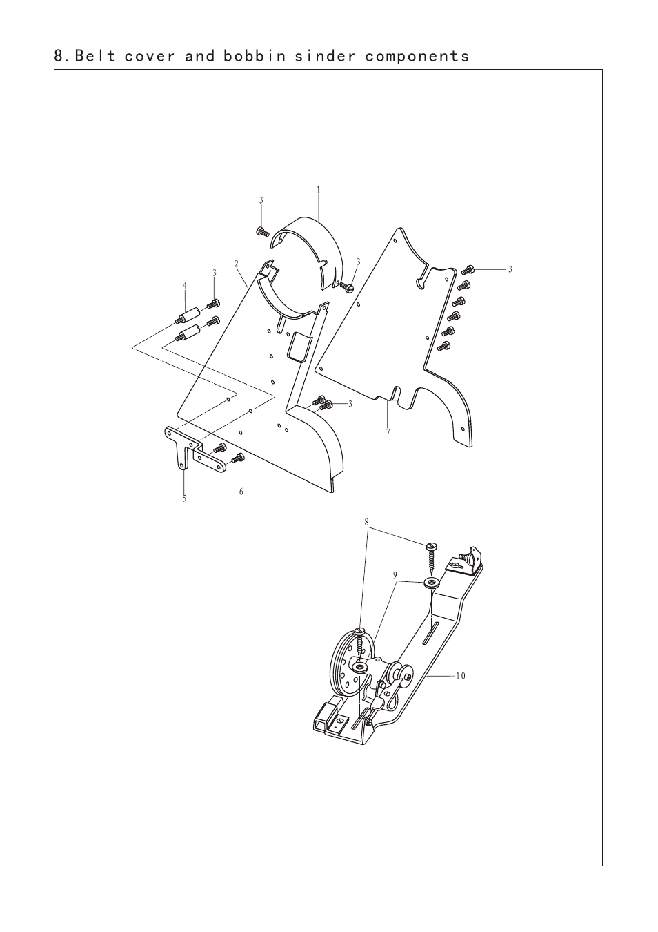 页面 25, Belt cover and bobbin sinder components | Reliable MSK-1341B User Manual | Page 26 / 33