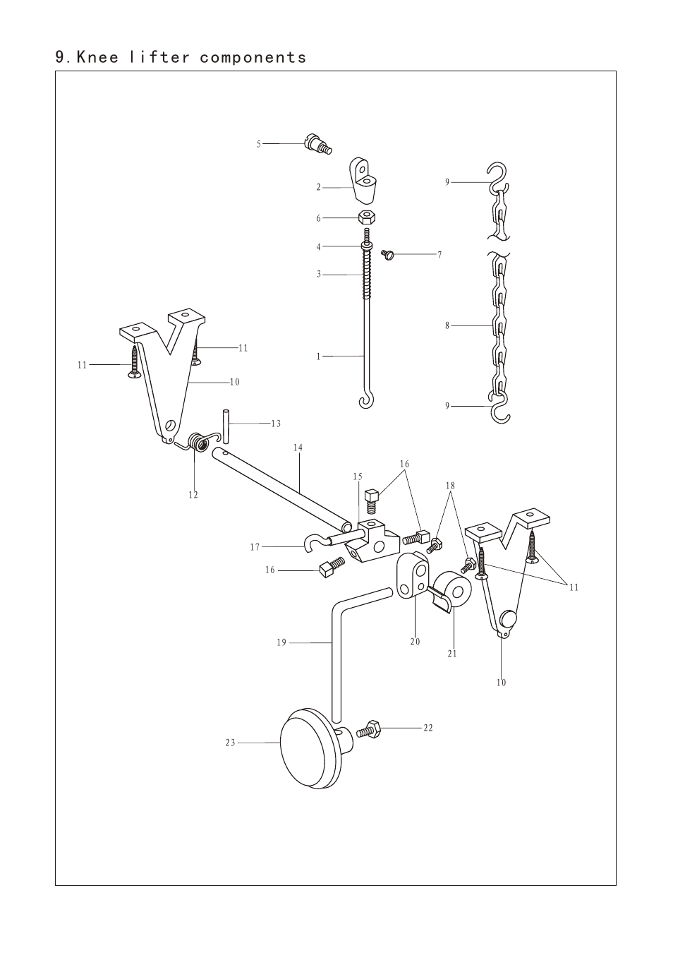 页面 27, Knee lifter components | Reliable MSK-1341B User Manual | Page 28 / 33