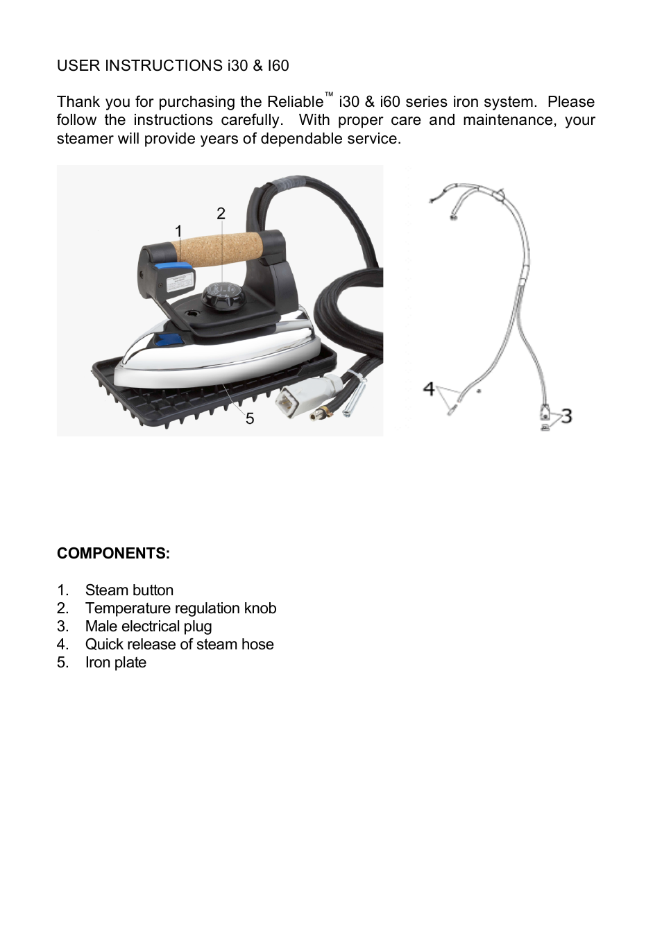 Reliable I60 User Manual | Page 3 / 20