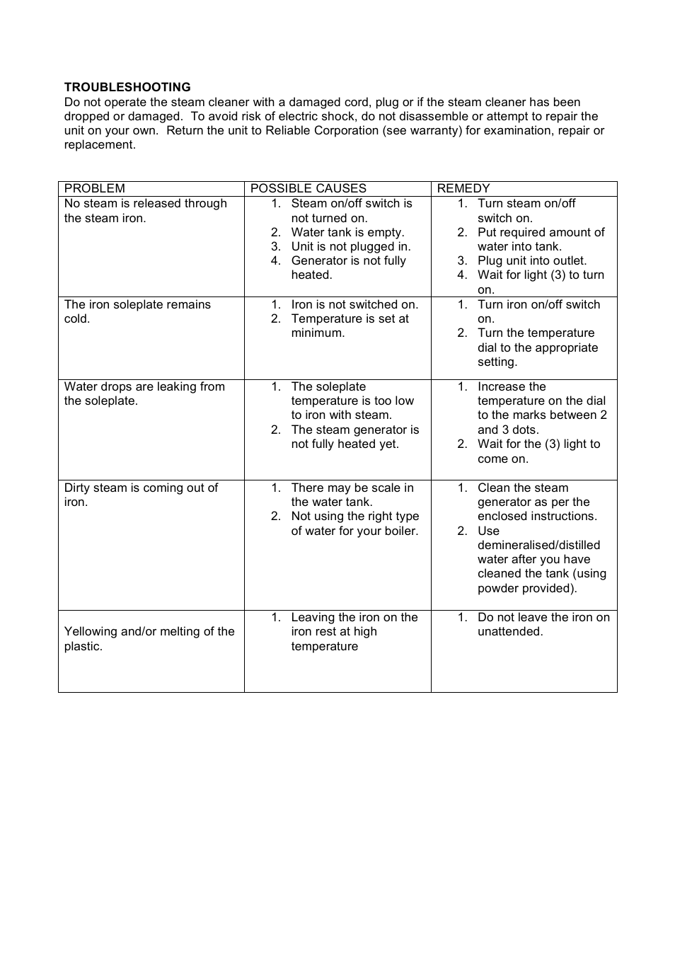 Reliable J490A User Manual | Page 8 / 9