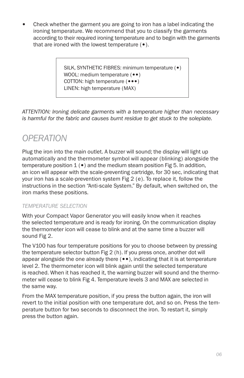 Operation | Reliable THE DIGITAL VELOCITY V100 User Manual | Page 10 / 38