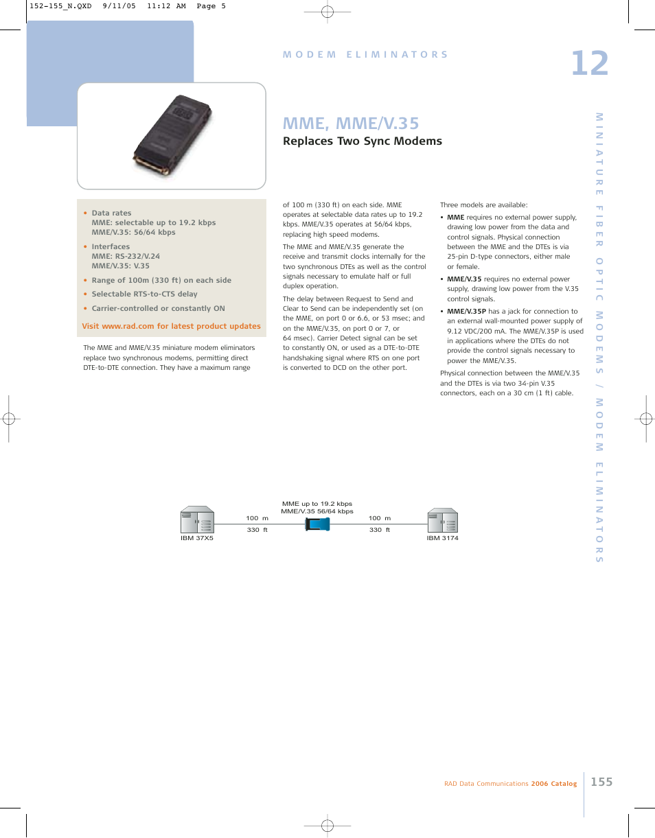 Mme, mme/v.35, Replaces two sync modems | RAD Data comm 146 User Manual | Page 10 / 10