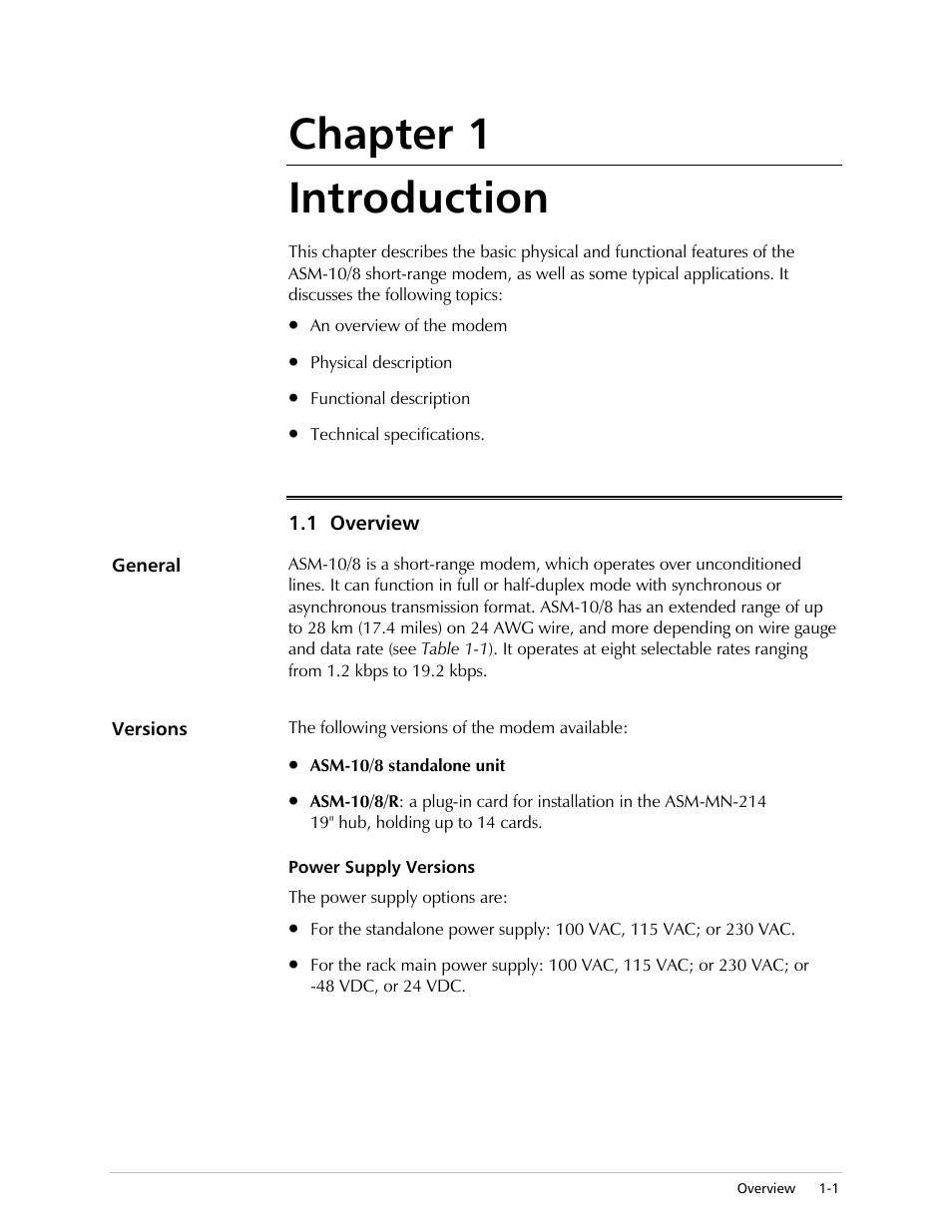 Introduction, Chapter 1 introduction | RAD Data comm ASM-10/8 User Manual | Page 15 / 50