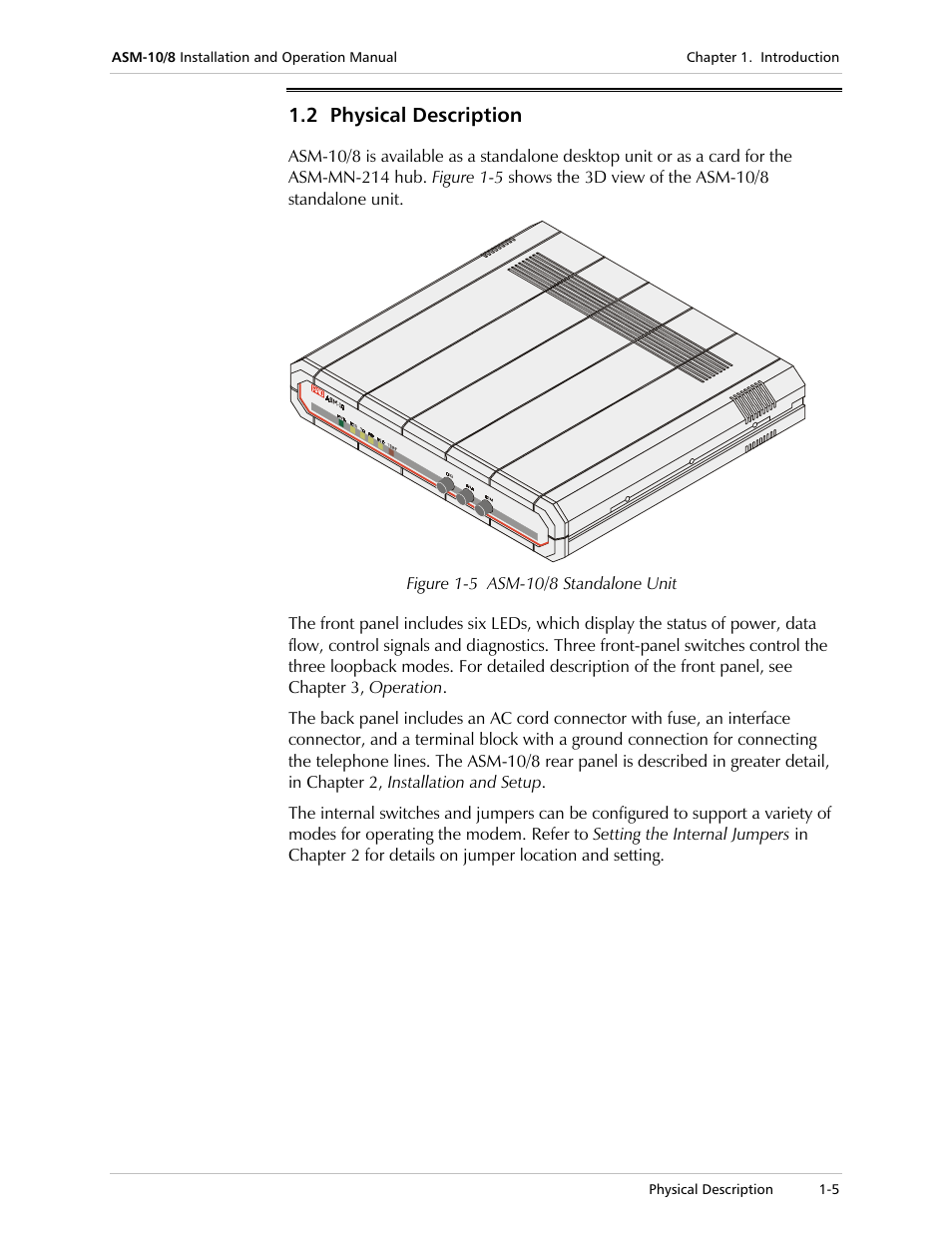 2 physical description | RAD Data comm ASM-10/8 User Manual | Page 19 / 50