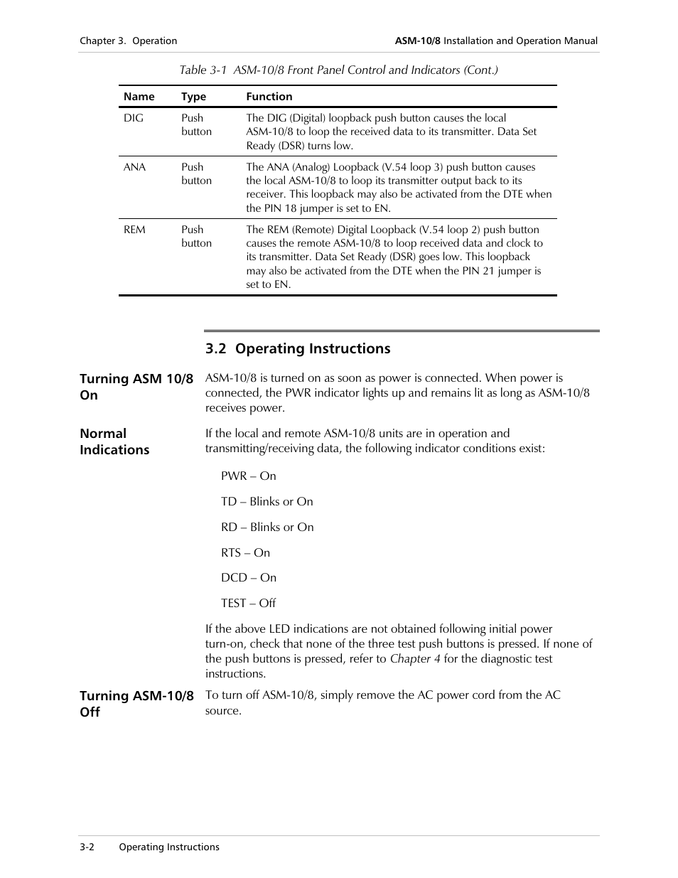 2shudwlqj,qvwuxfwlrqv | RAD Data comm ASM-10/8 User Manual | Page 34 / 50