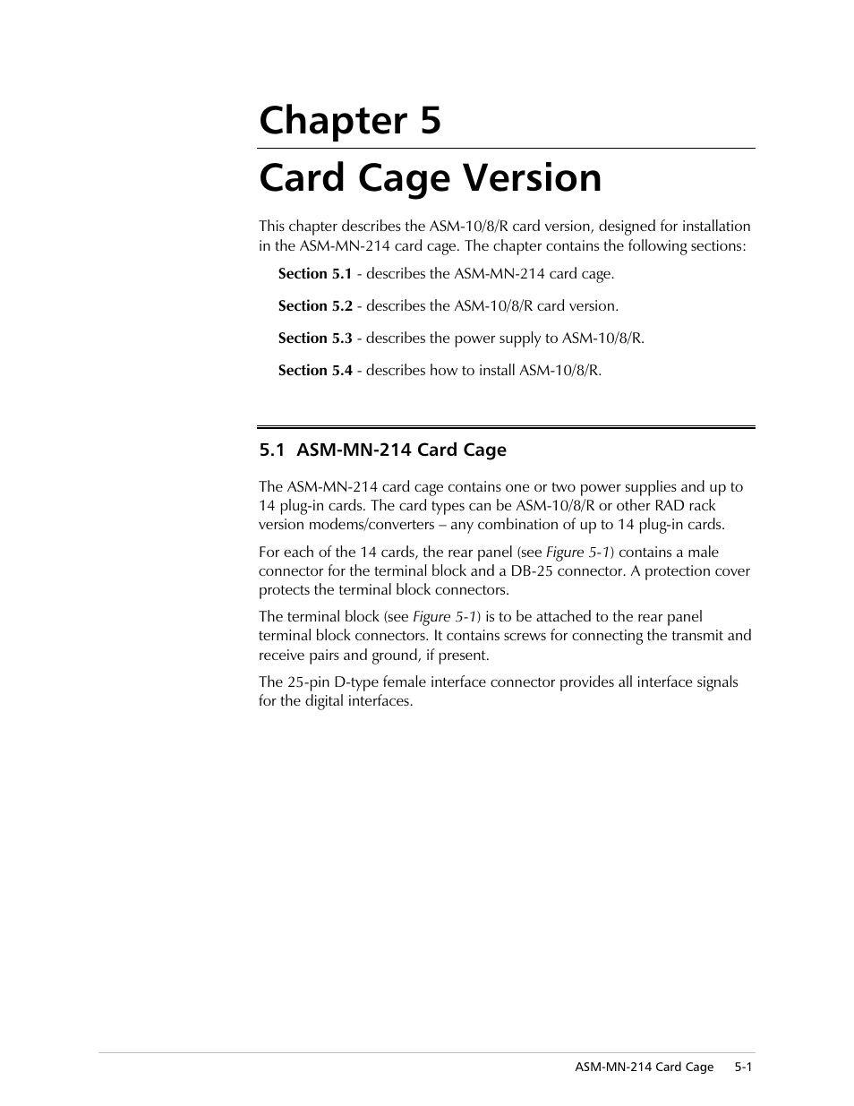 Card cage version, Kdswhu &dug&djh9huvlrq | RAD Data comm ASM-10/8 User Manual | Page 39 / 50