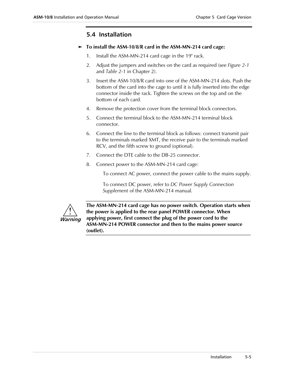 RAD Data comm ASM-10/8 User Manual | Page 43 / 50