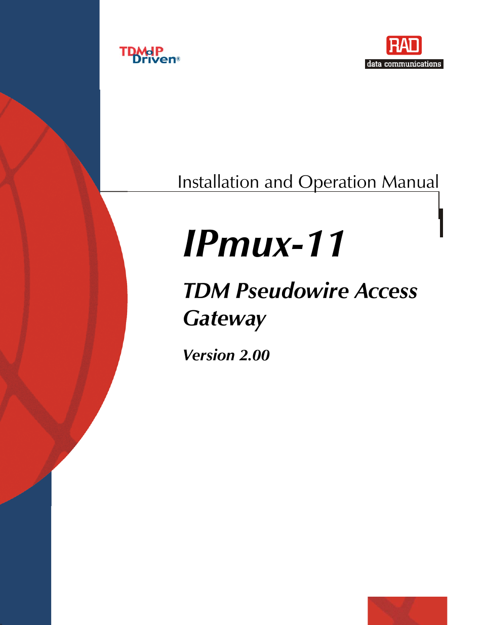 RAD Data comm IPmux-11 User Manual | 148 pages