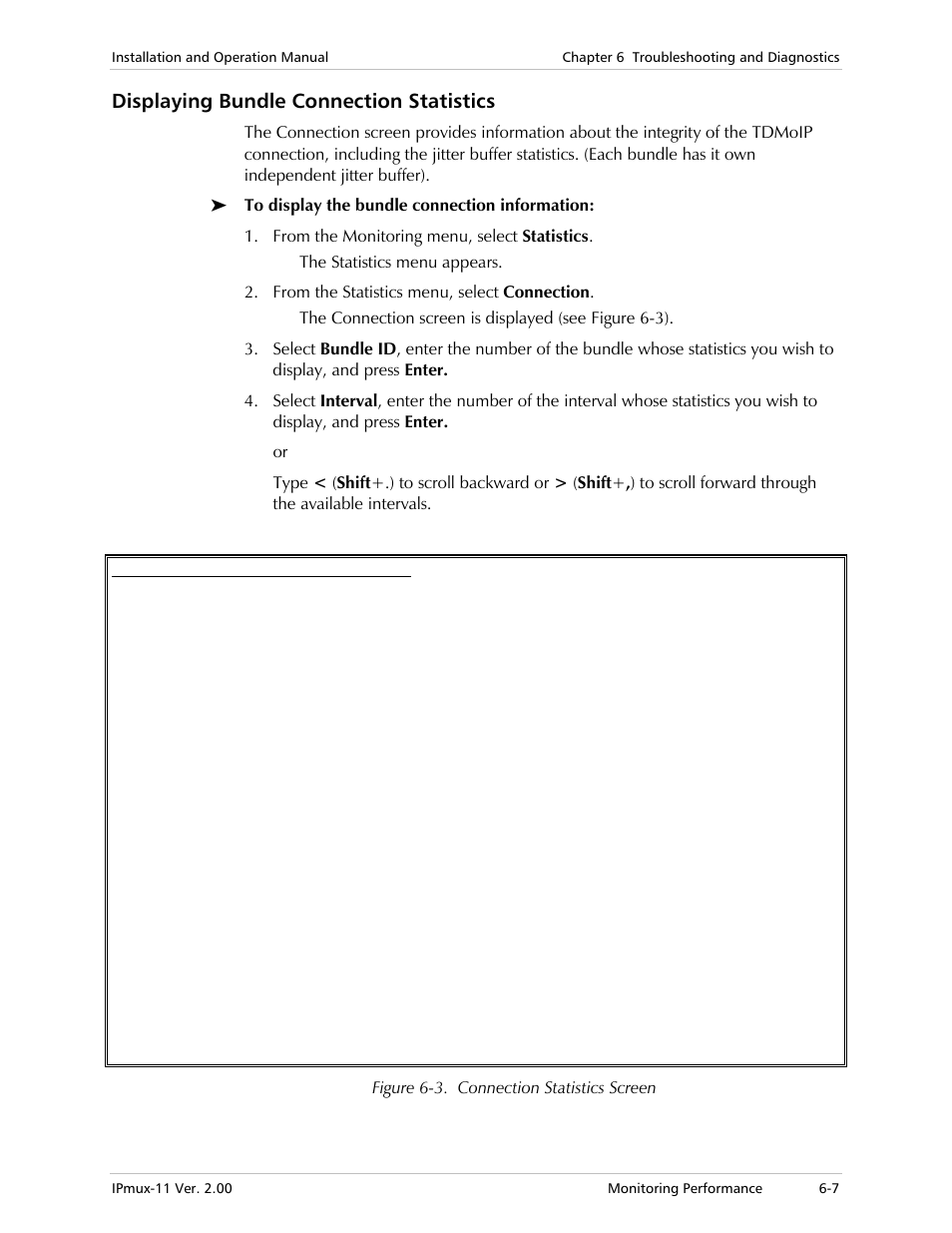 Displaying bundle connection statistics | RAD Data comm IPmux-11 User Manual | Page 105 / 148