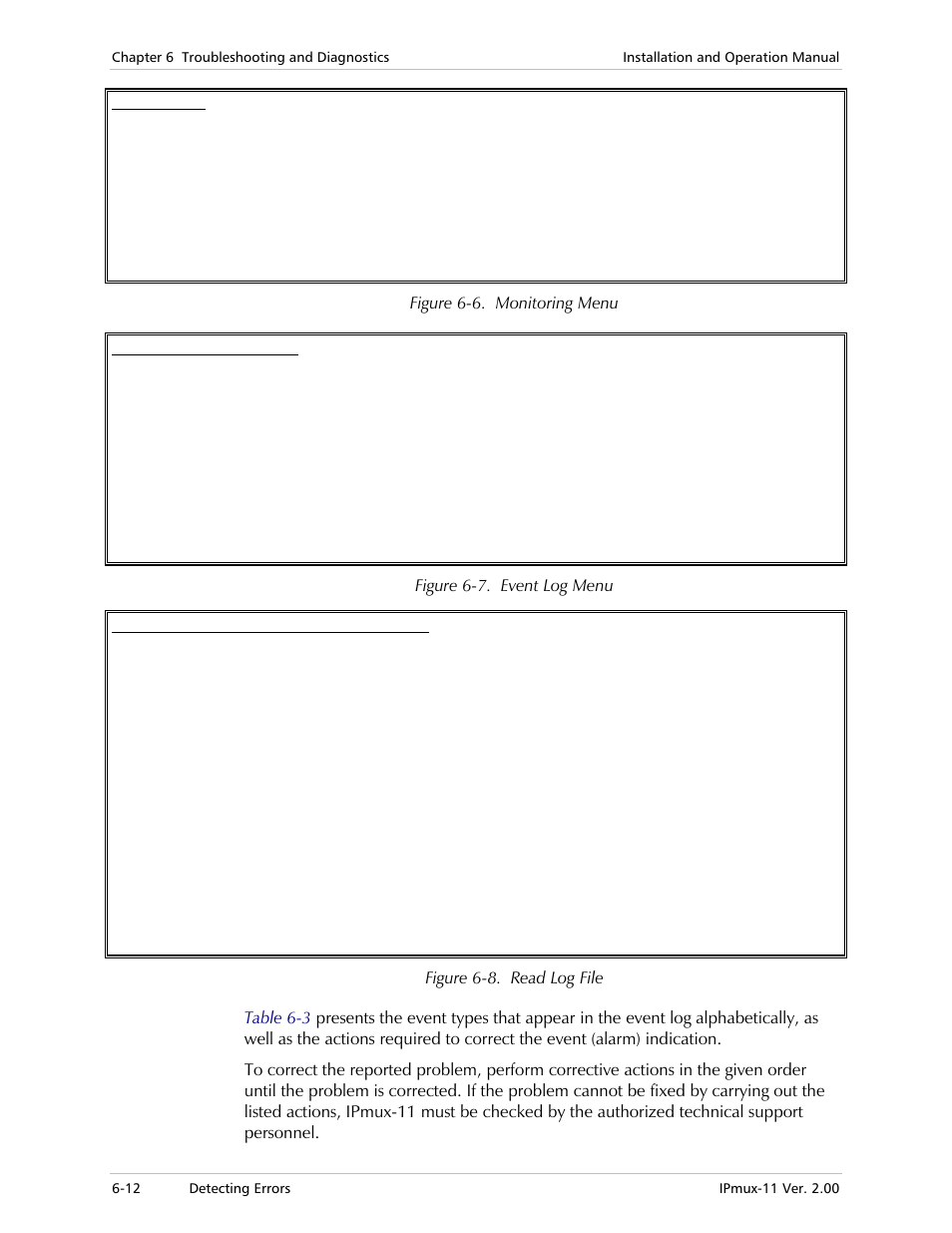 Nitoring menu, Figure 6-6, Figure 6-7 | Figure 6-8 | RAD Data comm IPmux-11 User Manual | Page 110 / 148