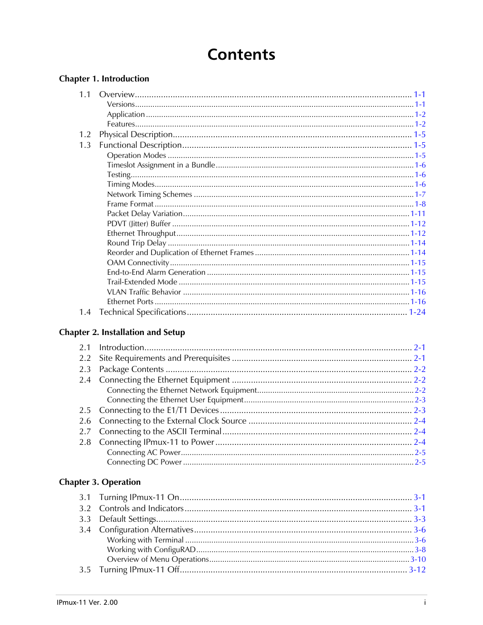 RAD Data comm IPmux-11 User Manual | Page 13 / 148