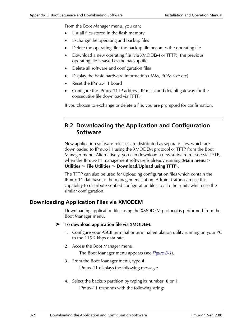 Downloading application files via xmodem | RAD Data comm IPmux-11 User Manual | Page 130 / 148